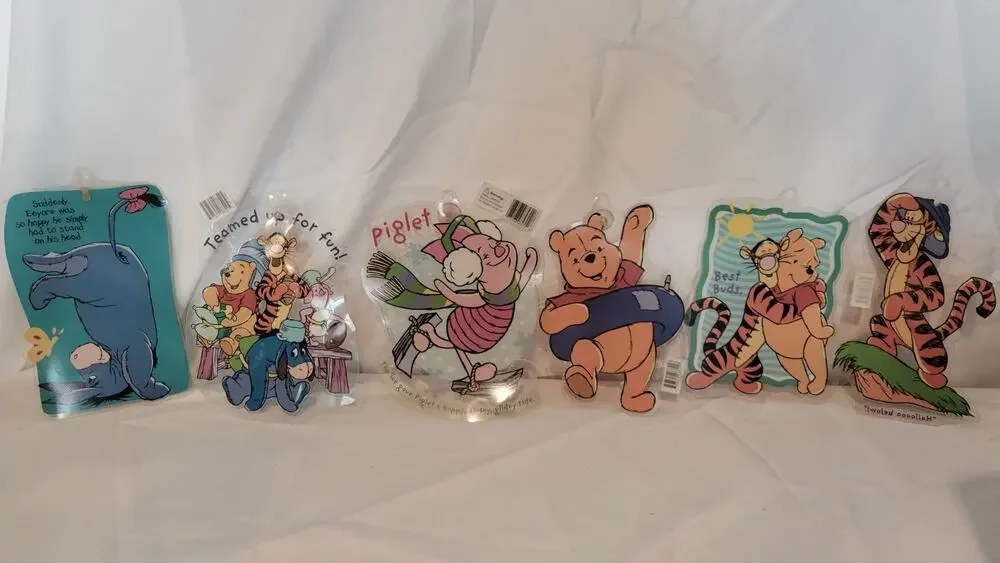 Vintage Disney Winnie the Pooh Color Clings Window Clings Lot of 7 Pooh...